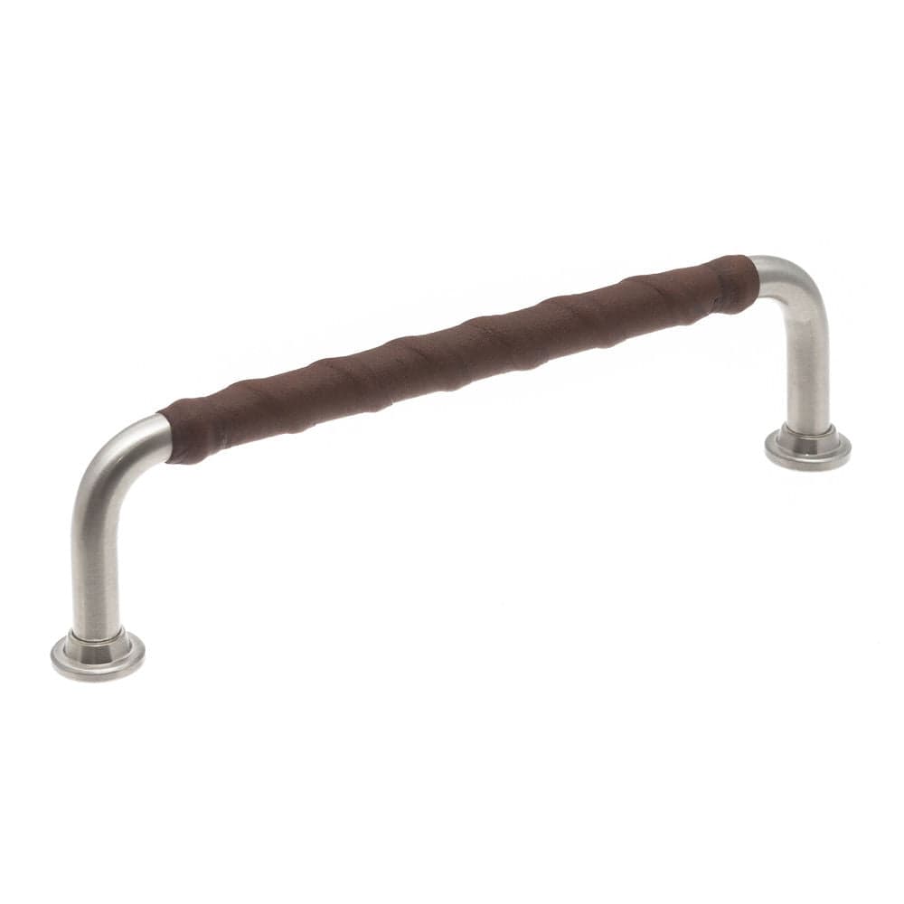 1353 Twist | Greb i Rustfrit Stål Finish med Brun Læder L 142 mm (C/C 128 mm) Et Al LF-1353-128-0632LL FINICC