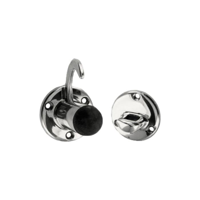 5072 | Dørstopper med hold i Blank Krom / Sort Ø 20 mm x D 72 mm Sibes KC-204081 FINICC