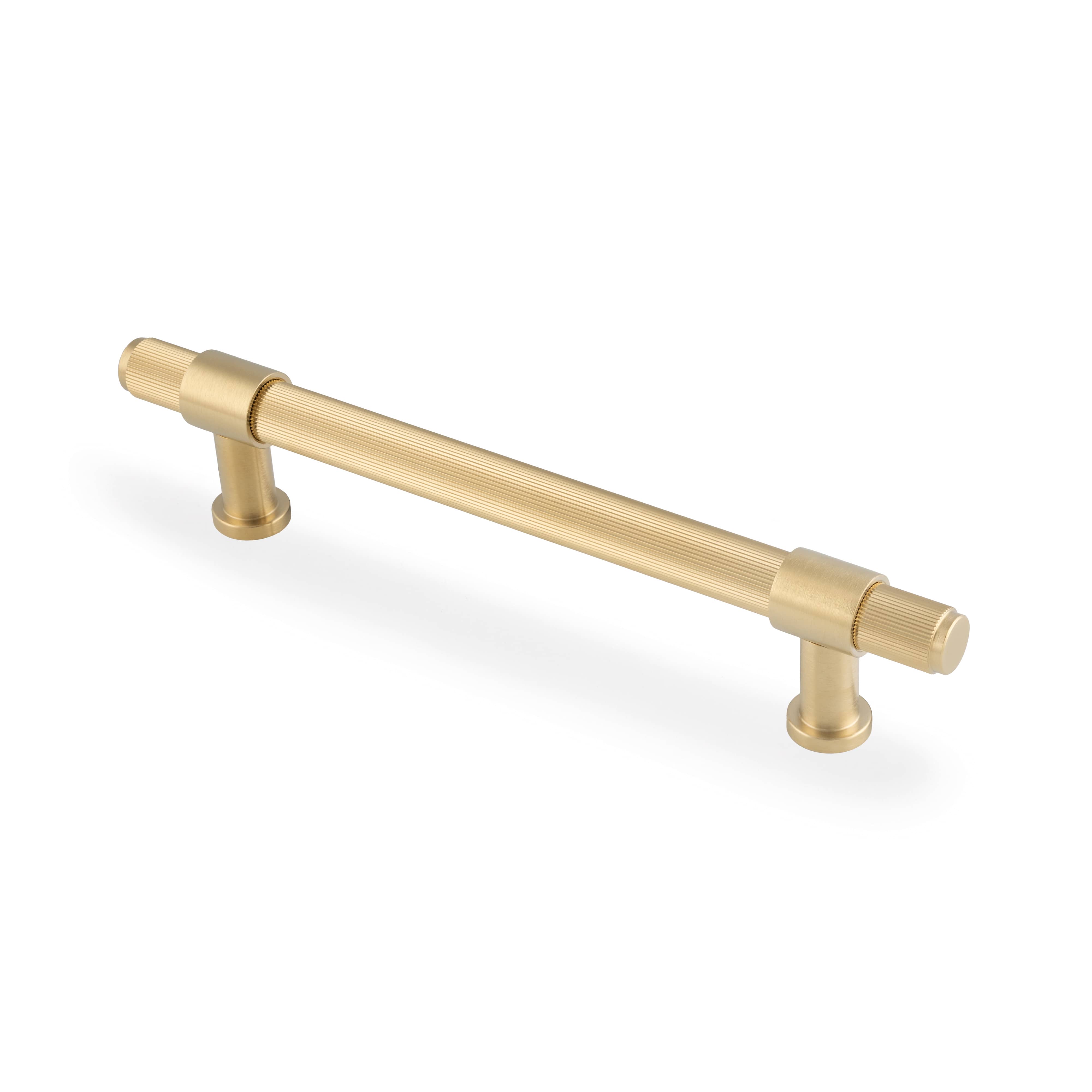 Kingston Reeded | Greb i Børstet Messing med Lak L 220 mm (C/C 160 mm) Alexander and Wilks AW839R-160-SBPVD FINICC