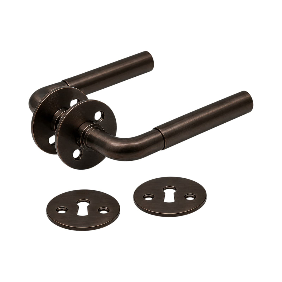 Funkis Slim | Dørhåndtag i Bruneret Messing uden Lak inkl nøgleskilte L 110 mm (C/C 30 mm) Et Al KC-205344 FINICC