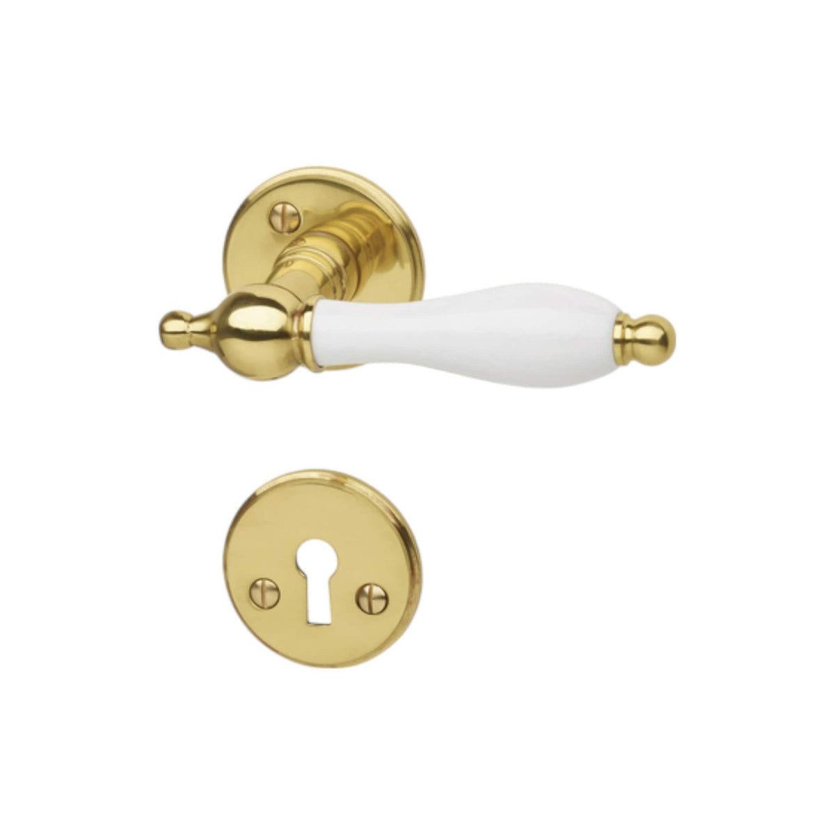 A9686 | Dørhåndtag i Blank Messing/ Hvid - med Lak Habo HB-1411 FINICC