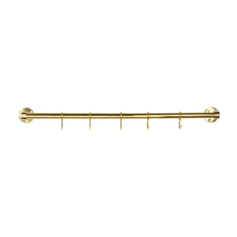 Aveny | Køkkenstang i Blank Messing uden Lak - inkl. 6 kroge - 640 mm L 640 mm x D 70 mm Beslag Design 948000-41 FINICC