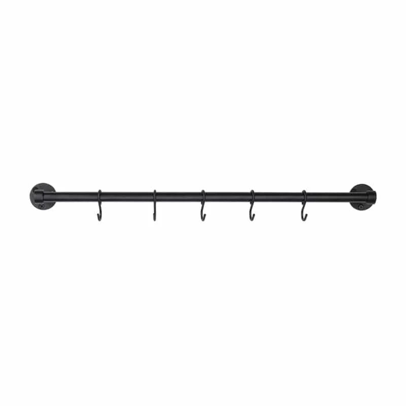 Aveny | Køkkenstang i Mat Sort - inkl. 6 kroge - 640 mm L 640 mm x D 70 mm Beslag Design 948002-41 FINICC