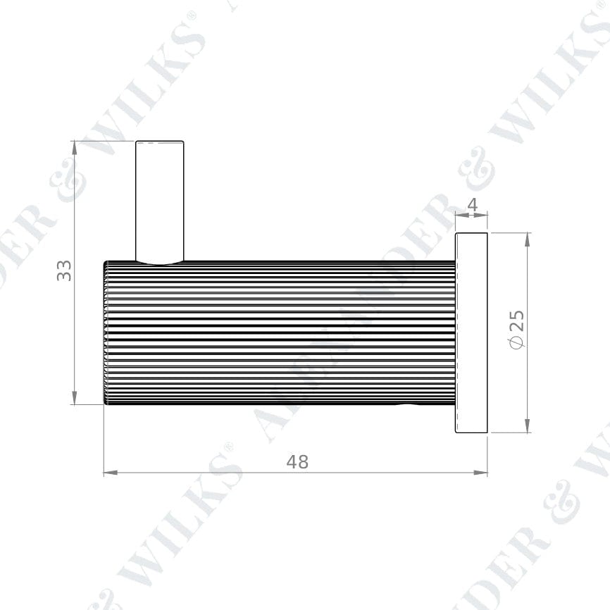 Brunel Hook Reeded | Knage i Sort Ø 18 mm x D 48 mm Alexander & Wilks FINICC