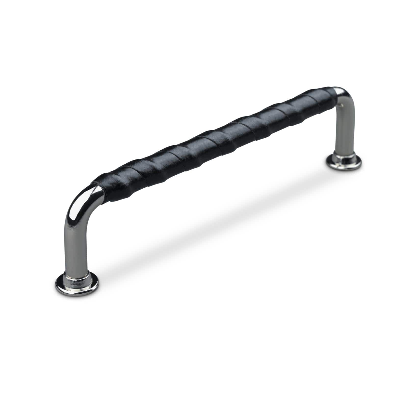 Burano | Greb i Blank Krom / Sort Læder L 140 mm (C/C 128 mm) Theofils TF-12002408 FINICC