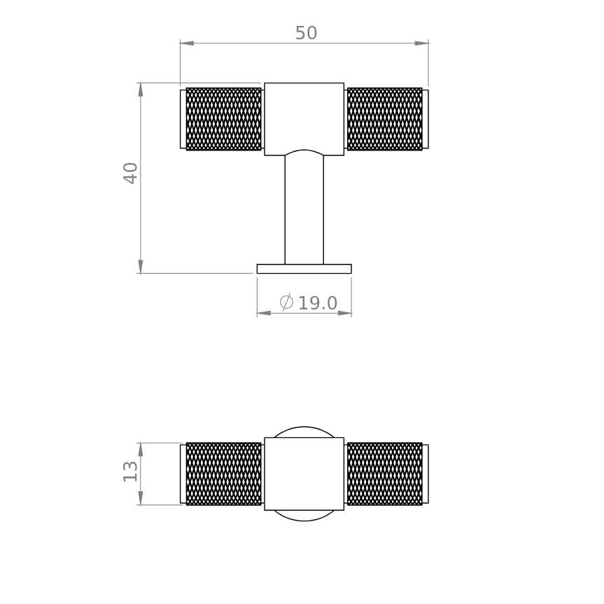 CB Cross T-Bar | Handtag/Knopp i Blank Krom