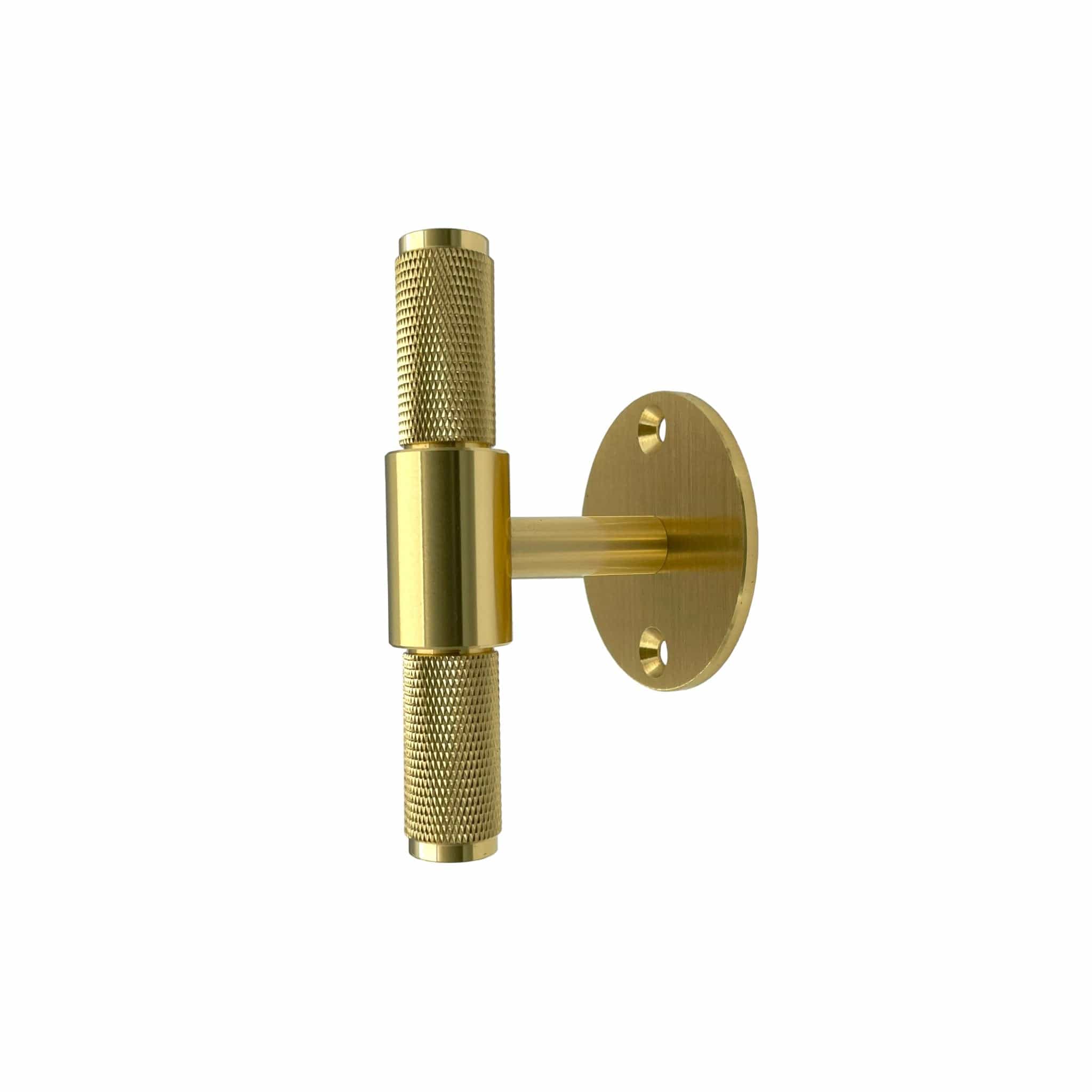 Cross T-Bar Plate | Greb/Knop i Lakeret Messing med bagplade L 95 mm x D 50 mm Buster + Punch BP-UK-TB-HP-BR-C FINICC