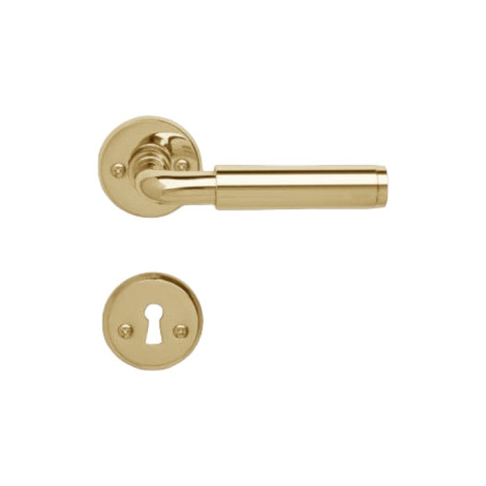Funkis | Dørhåndtag i Blank Messing uden Lak inkl nøgleskilte L 110 mm (C/C 30 mm) Sibes KC-205339 FINICC