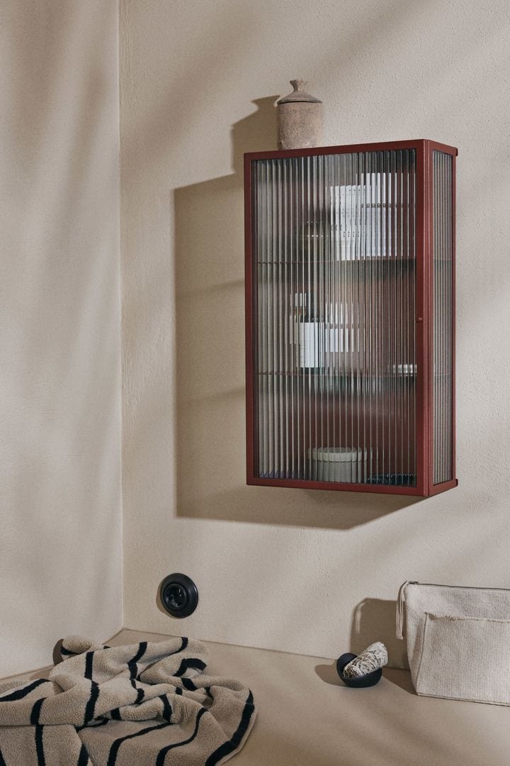 Haze Wall Cabinet - Reeded Glass - Oxide Red
