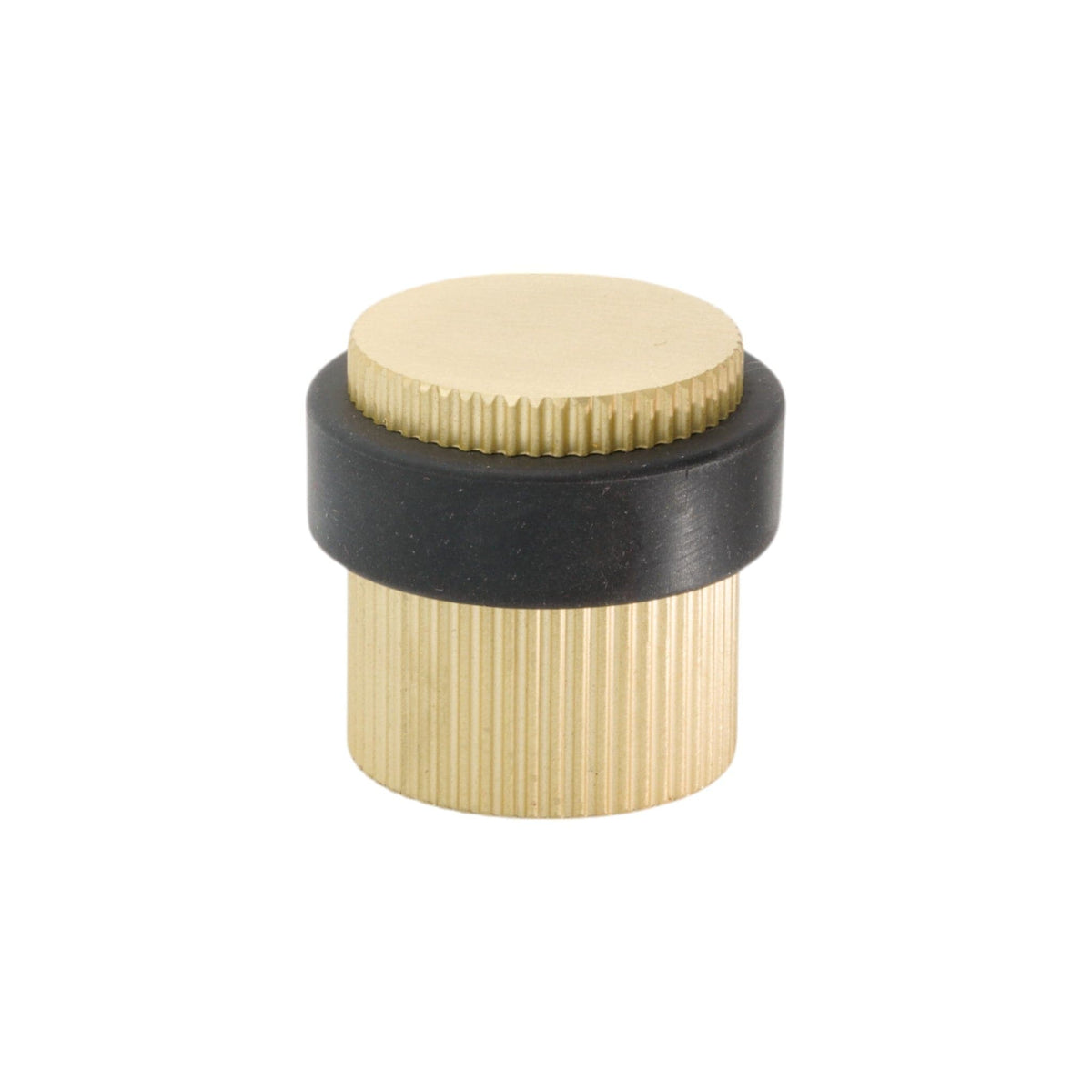 Helix Stripe | Dørstopper i Børstet Messing - gulv monteret Ø 38 mm x H 36 mm Beslag Design 753112-41 FINICC