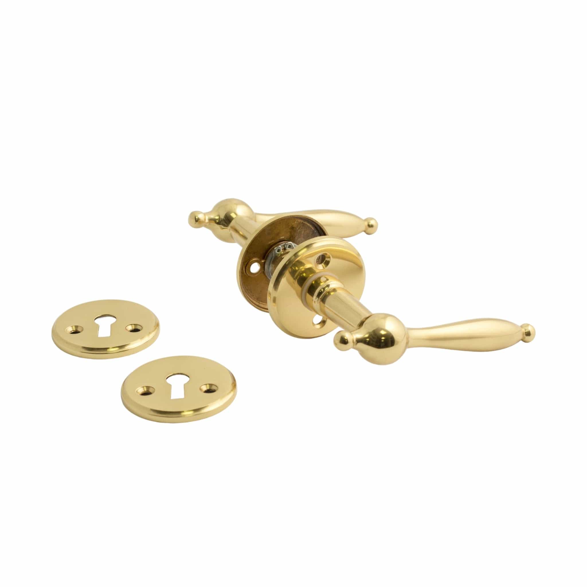 Husmandsgreb | Dørhåndtag i Blank Messing inkl nøgleskilte L 107 mm (C/C 30 mm) Habo HB-7162 FINICC