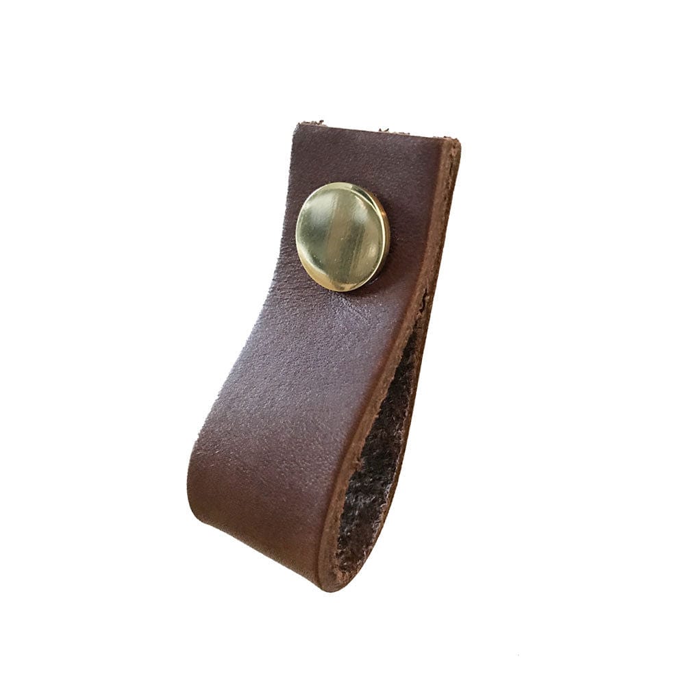 Loop 65 | Greb/Knop i Brun Læder med Messing Skrue L 25 mm x B 65 mm Et Al TF-11552603 FINICC