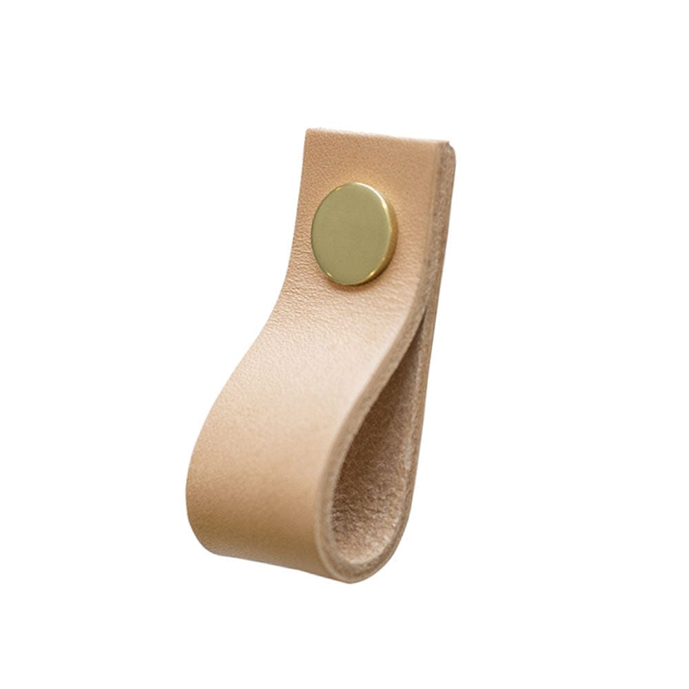 Loop 65 | Greb/Knop i Natur Læder med Messing Skrue L 25 mm x B 65 mm Et Al TF-11552602 FINICC