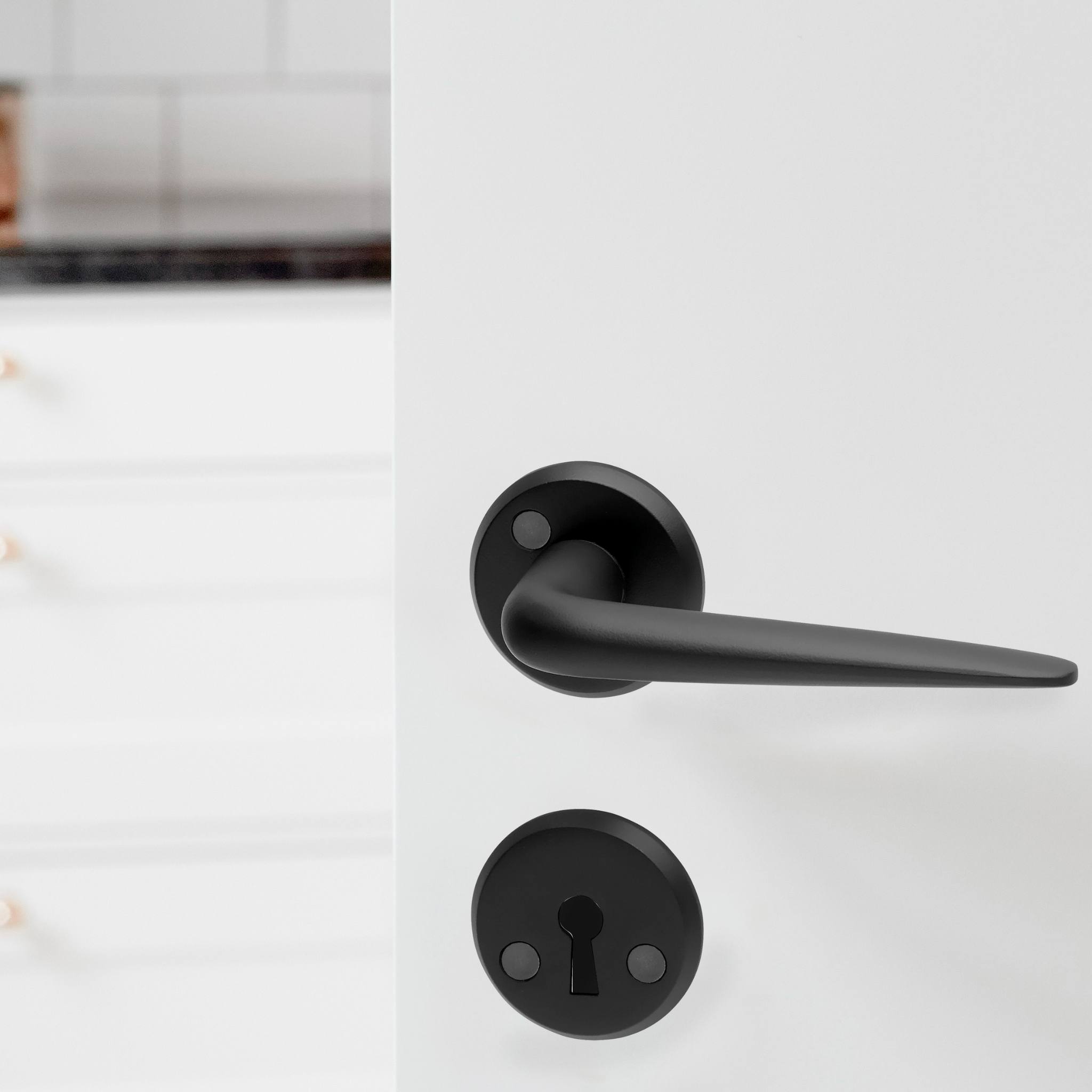 Porto | Dørhåndtag i Mat Sort inkl nøgleskilte L 119 mm (C/C 30 mm) Habo HB-19252 FINICC