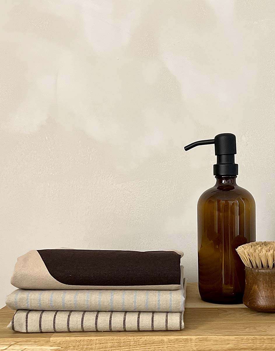 Pure | Kökshandduk i Beige / Brun Stribet