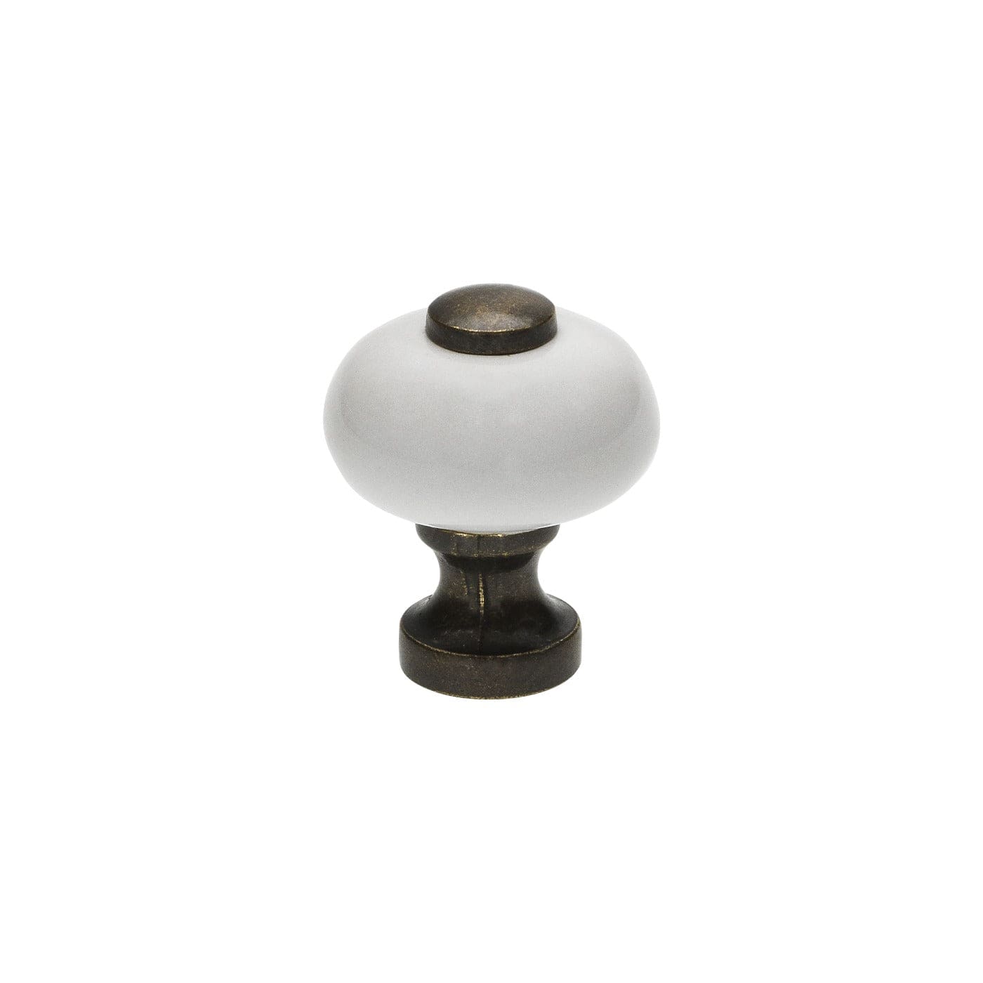 Tod | Knop i Hvid Porcelæn / Antik Messing Ø 25 mm x D 29 mm SIRO SR-SP5-25MS3 FINICC