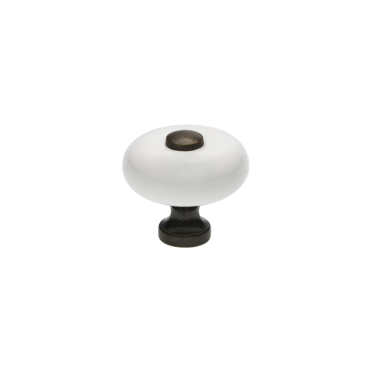 Tod | Knop i Hvid Porcelæn / Antik Messing Ø 31 mm x D 29 mm SIRO SR-SP5-30MS3 FINICC