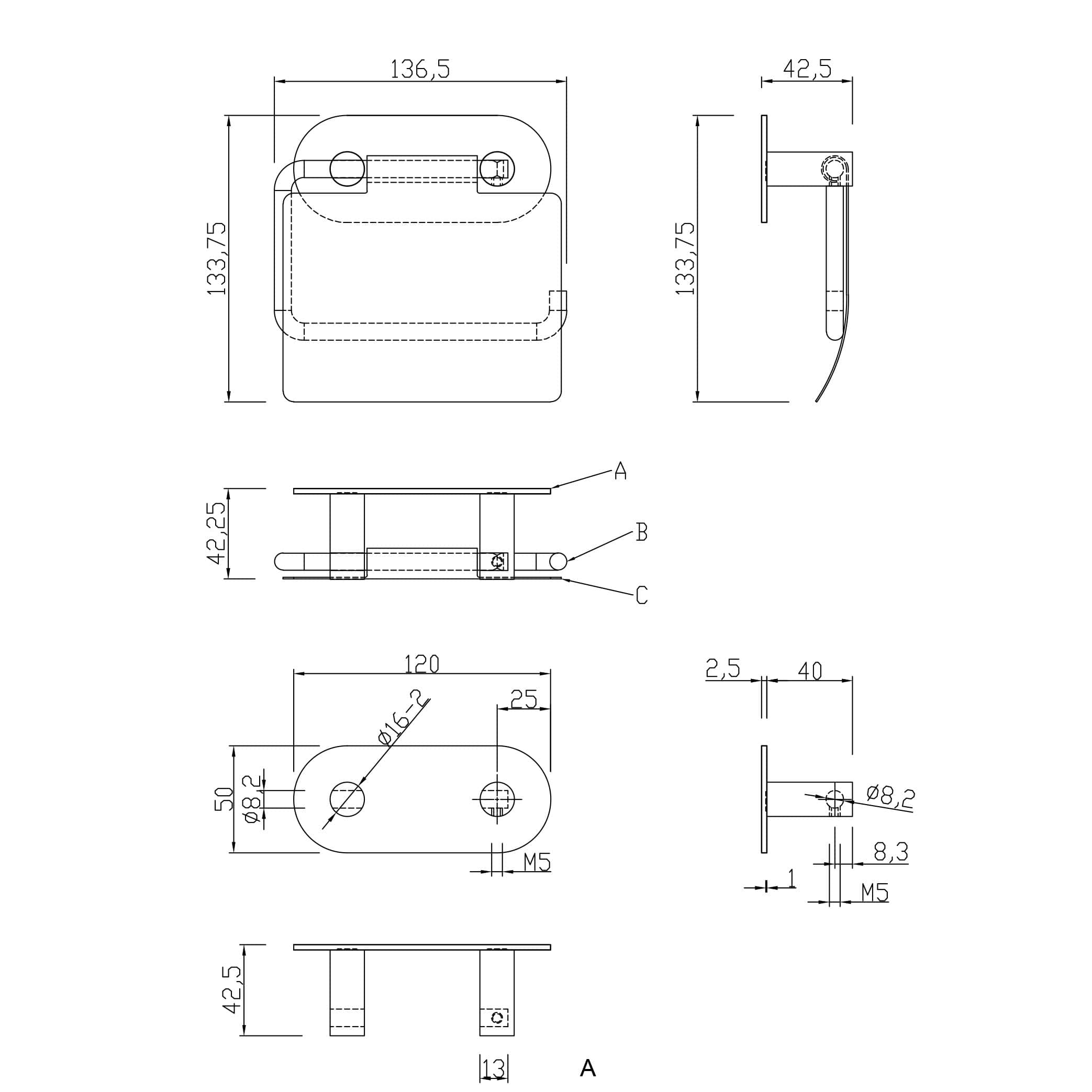 Tours | Toiletrulleholder i Mat Sort Theofils TF-17000058 FINICC