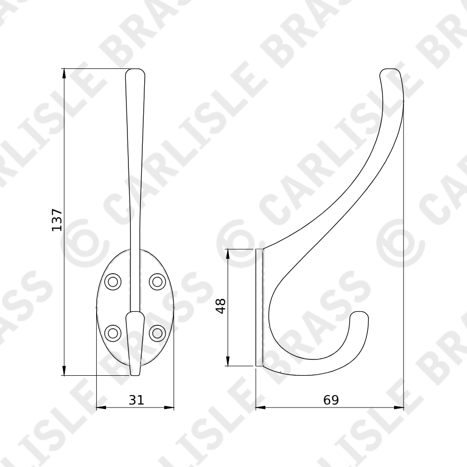 Victoria 127 | Knage i Antik Messing H 136 mm x D 64 mm Carlisle Brass AA25AB FINICC