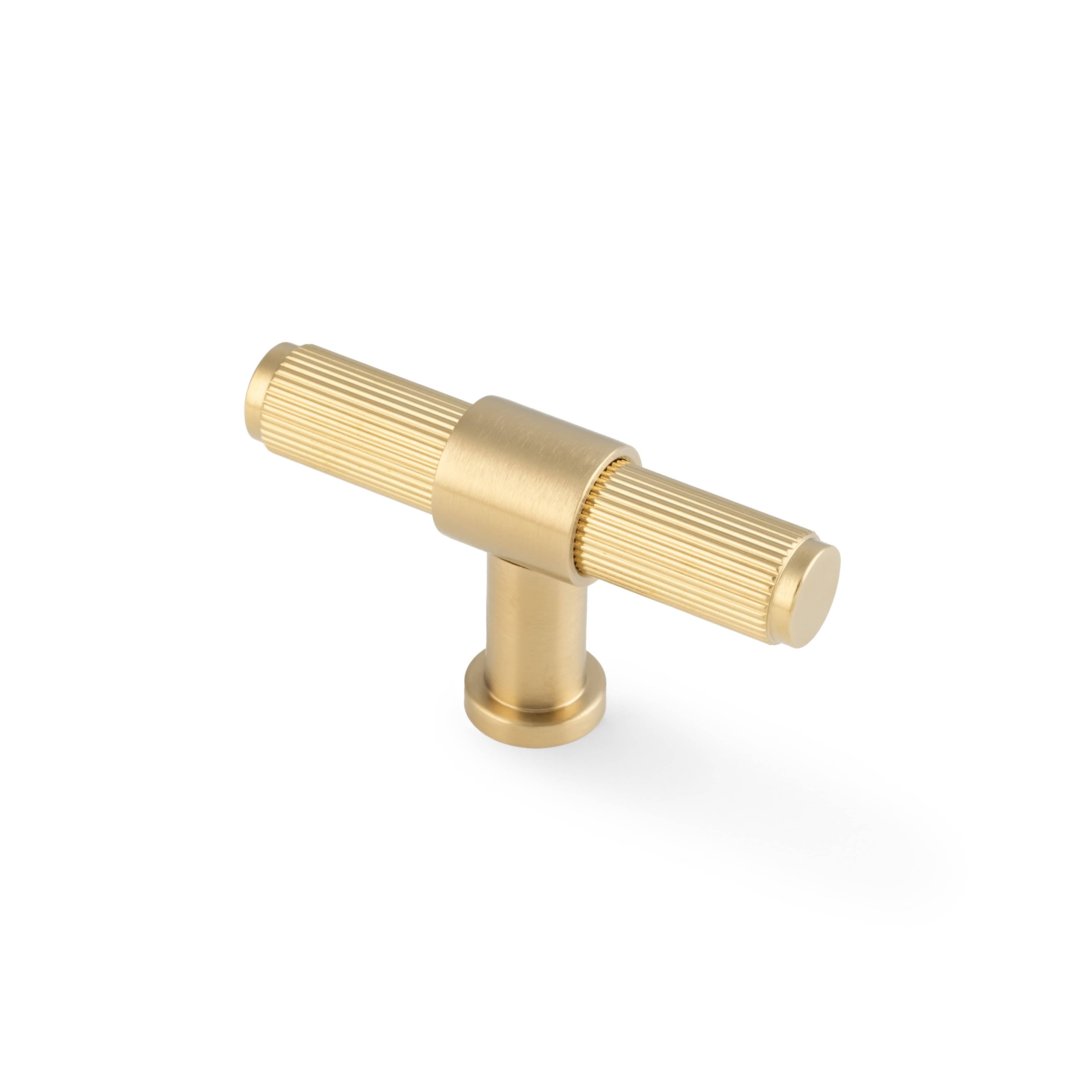 Kingston Reeded | T-Greb i Børstet Messing med Lak L 55 mm Alexander & Wilks AW838R-80-SBPVD-X FINICC