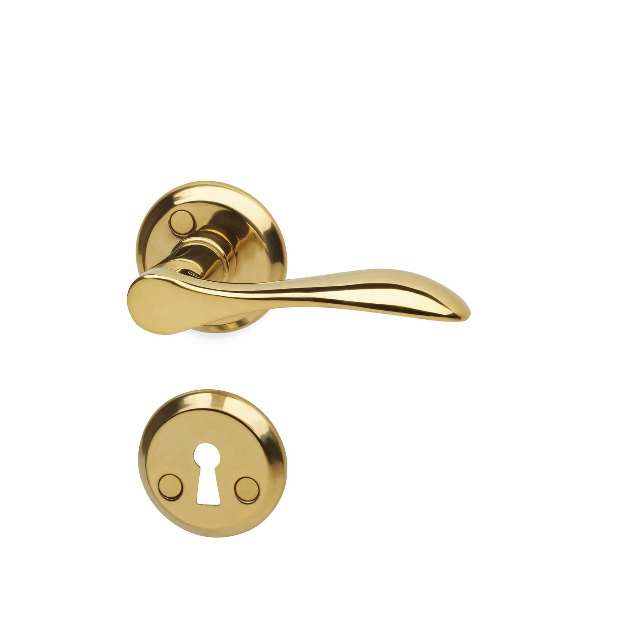 A342 | Dørhåndtag i Blank Messing med Lak inkl nøgleskilte L 112 mm (C/C 30 mm) Habo HB-18591 FINICC