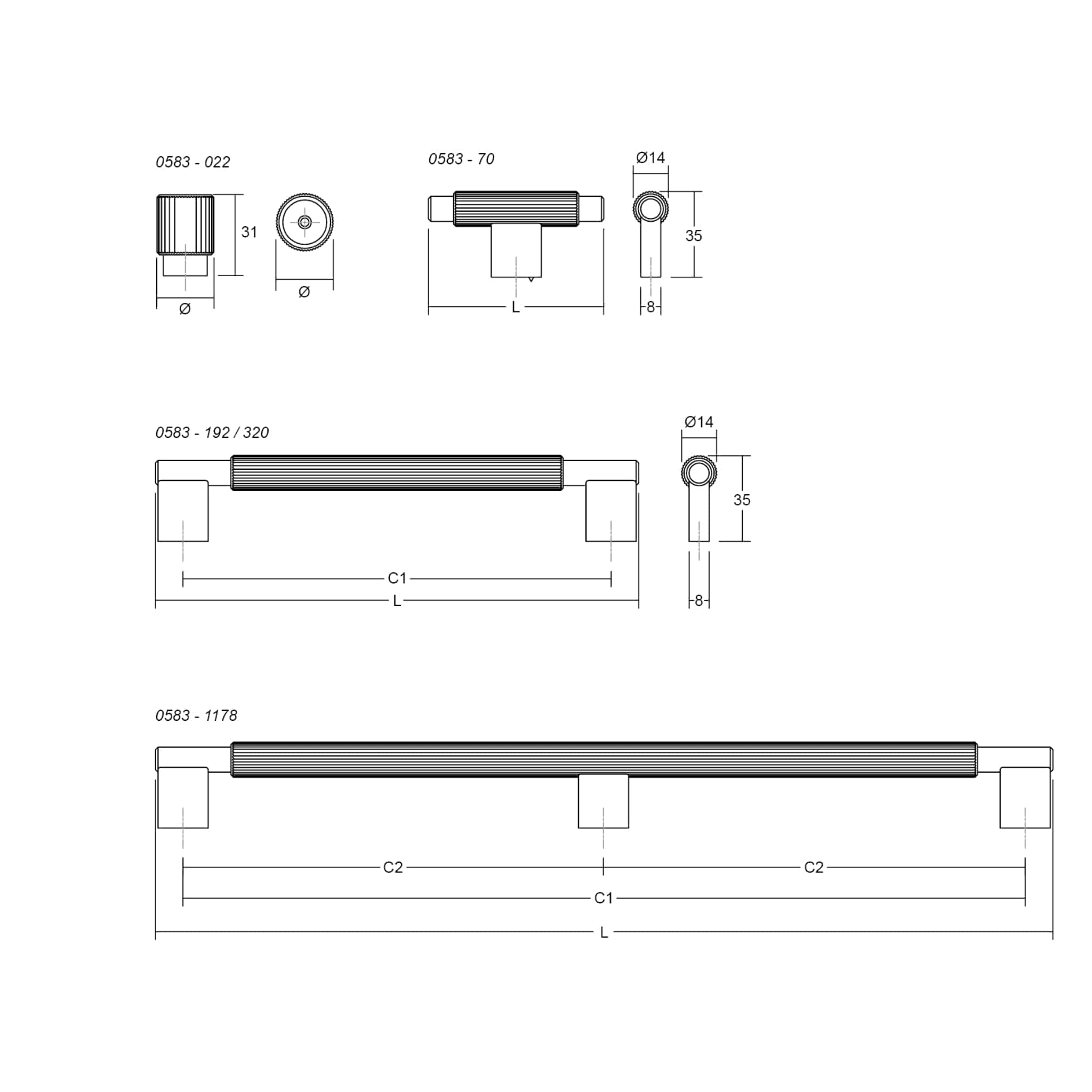 Arpa T | Handtag/Knopp i Antik Mässing