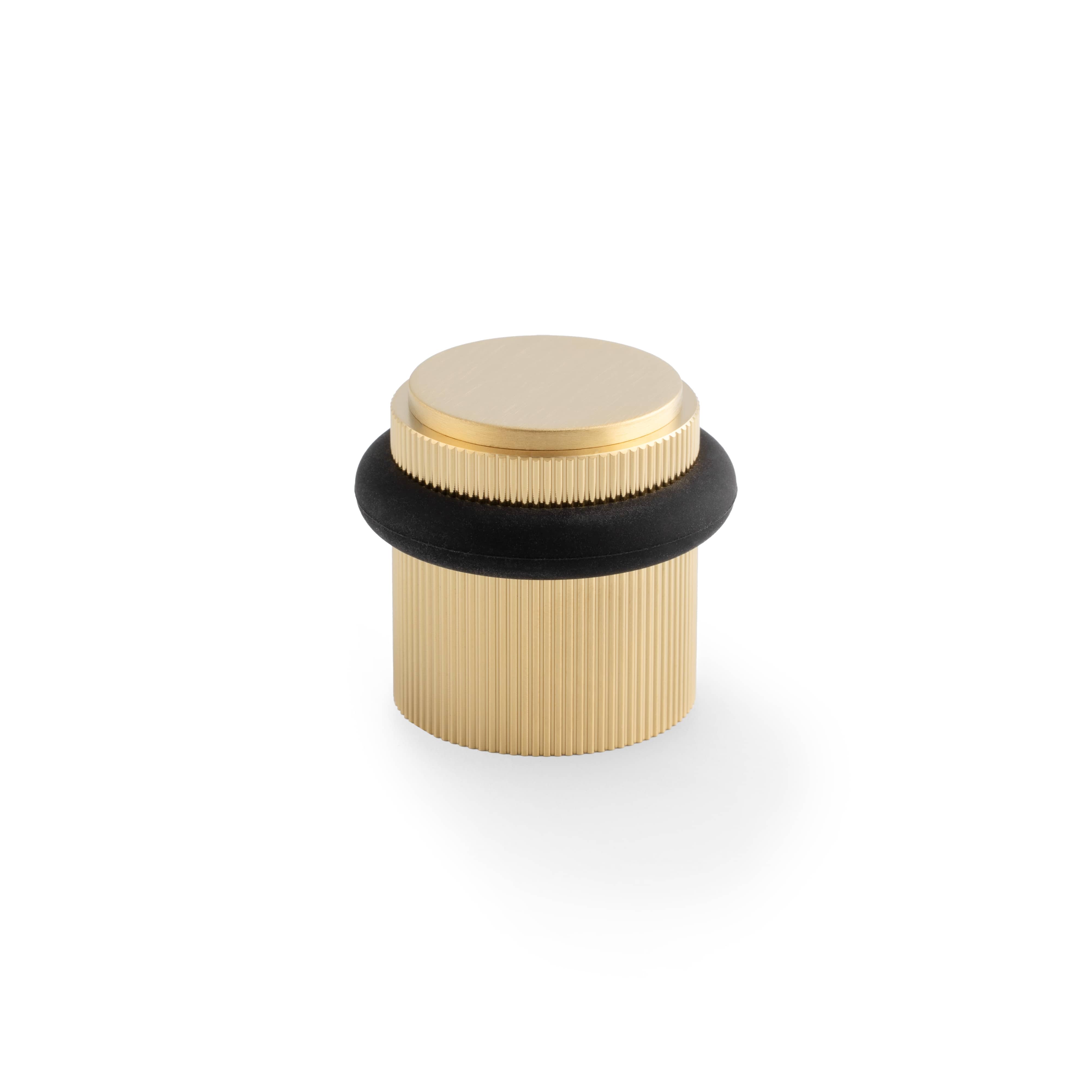 Brunel Floor Reeded | Dørstopper i Børstet Messing med Lak Ø 35 mm x H 38,5 mm Alexander & Wilks AW639RSBPVD FINICC