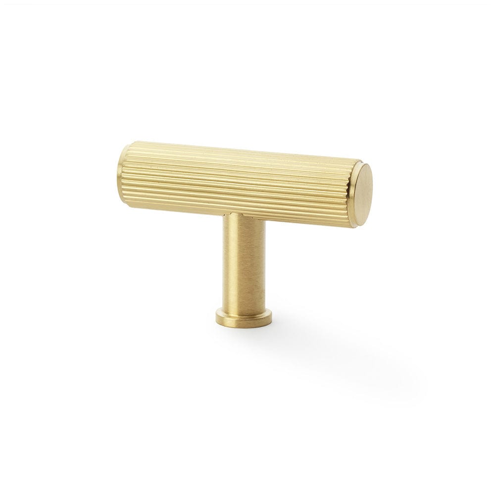 Crispin T-Bar Reeded | Handtag/Knopp i Borstad Mässing - med lack