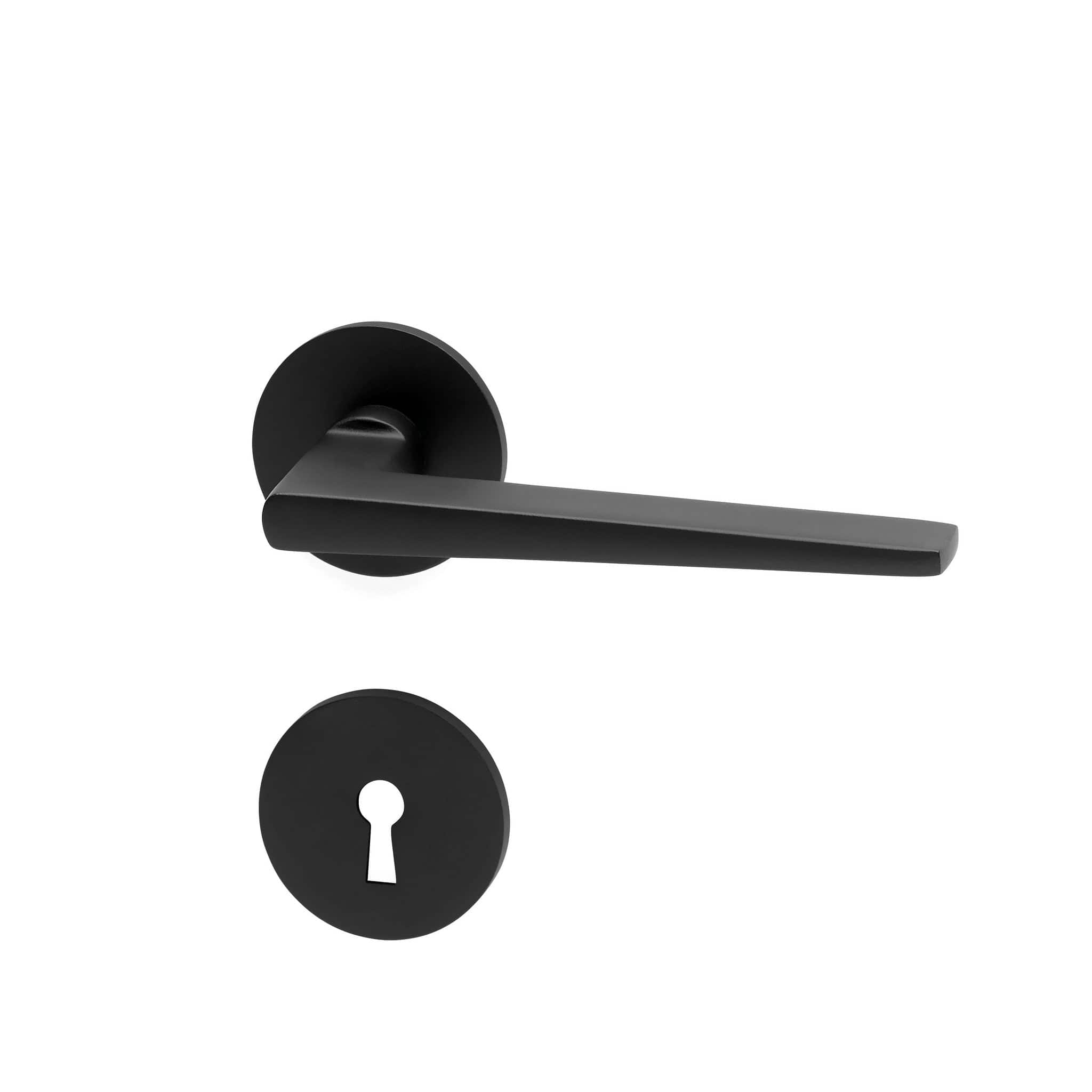 Edmonton | Dørhåndtag i Mat Sort inkl nøgleskilte L 125 mm (C/C 30 mm) Habo HB-19065 FINICC