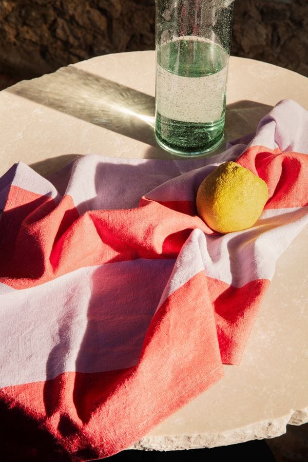 Hale Tea Towel - Red/Lilac