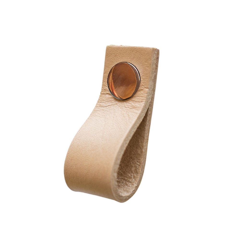 Loop 65 | Greb/Knop i Natur Læder med Kobber Skrue L 25 mm x B 65 mm Et Al TF-11553602 FINICC