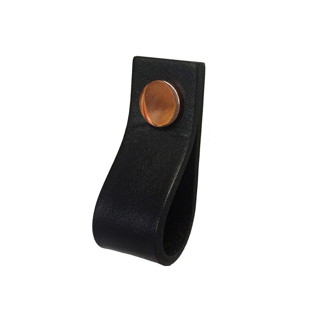 Loop 65 | Greb/Knop i Sort Læder med Kobber Skrue L 25 mm x B 65 mm Et Al TF-11553601 FINICC