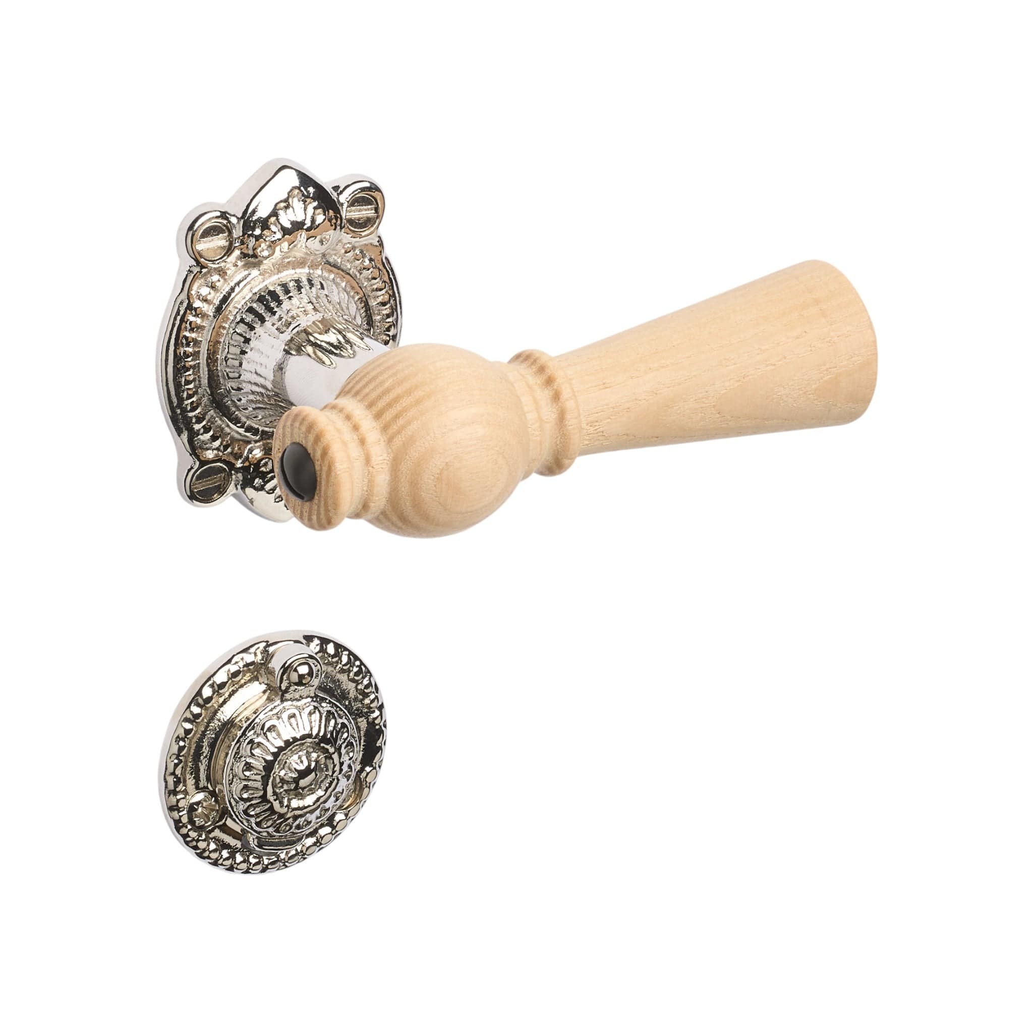 Østerbro | Dörrhandtag i Ask / Nickel - 1670/1671 rosetter och nyckelskyltar