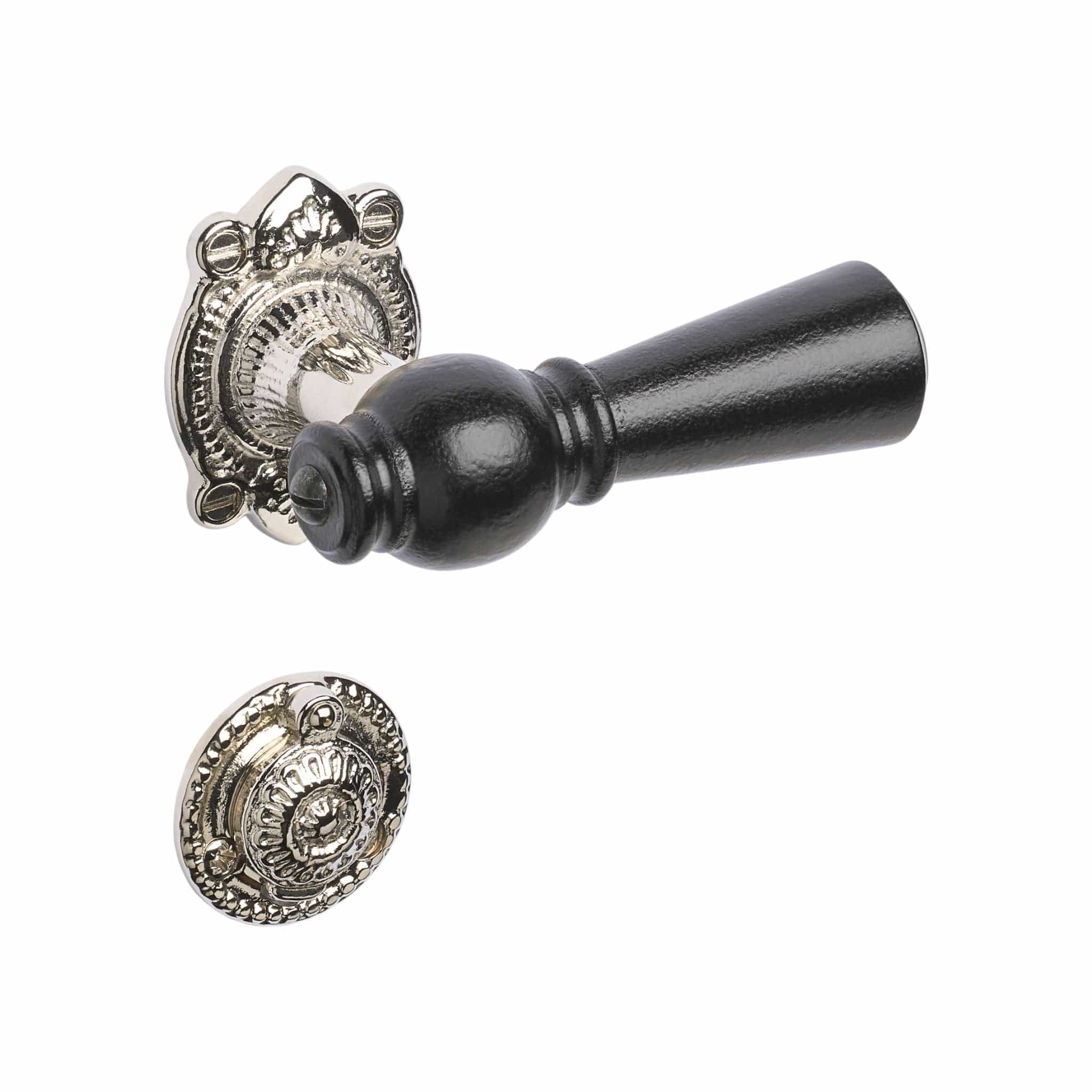 Østerbro | Dörrhandtag i Svart / Nickel - 1670/1671 rosetter och nyckelskyltar