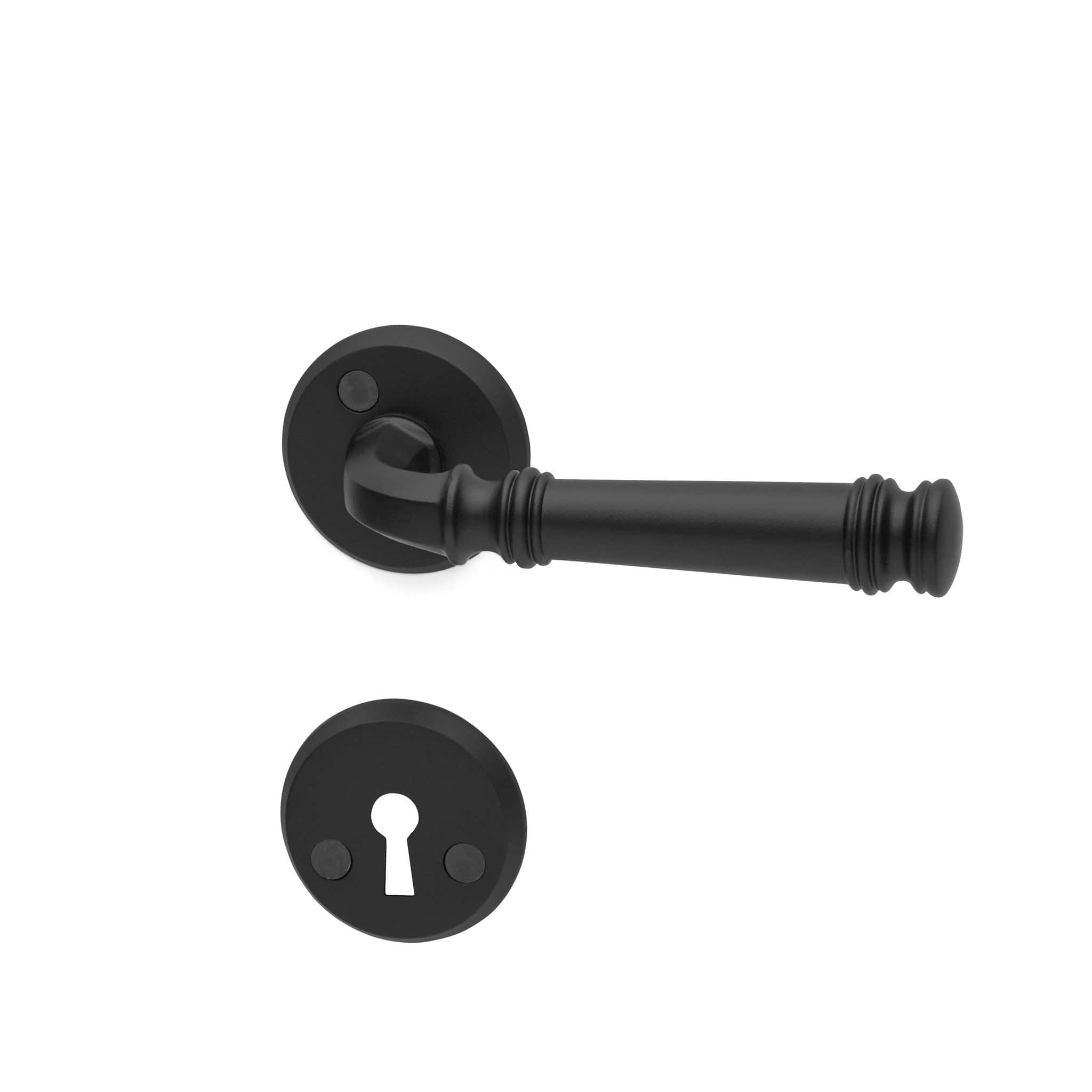 Palermo | Dørhåndtag i Mat Sort inkl nøgleskilte L 125 mm (C/C 30 mm) Habo HB-19157 FINICC