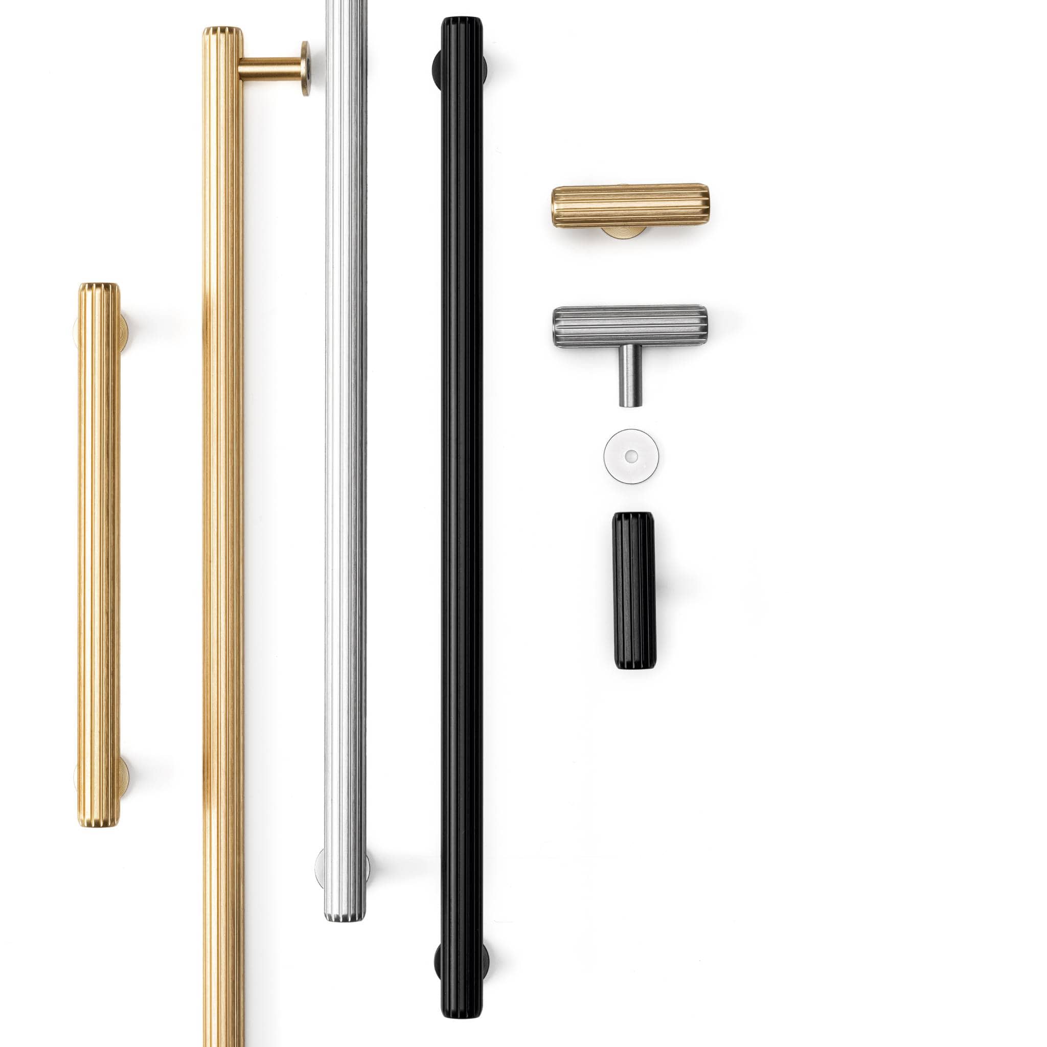 Rille T-Bar | Greb/Knop i Børstet Messing L 55 mm x D 38,5 mm Viefe VF-0528055L291 FINICC