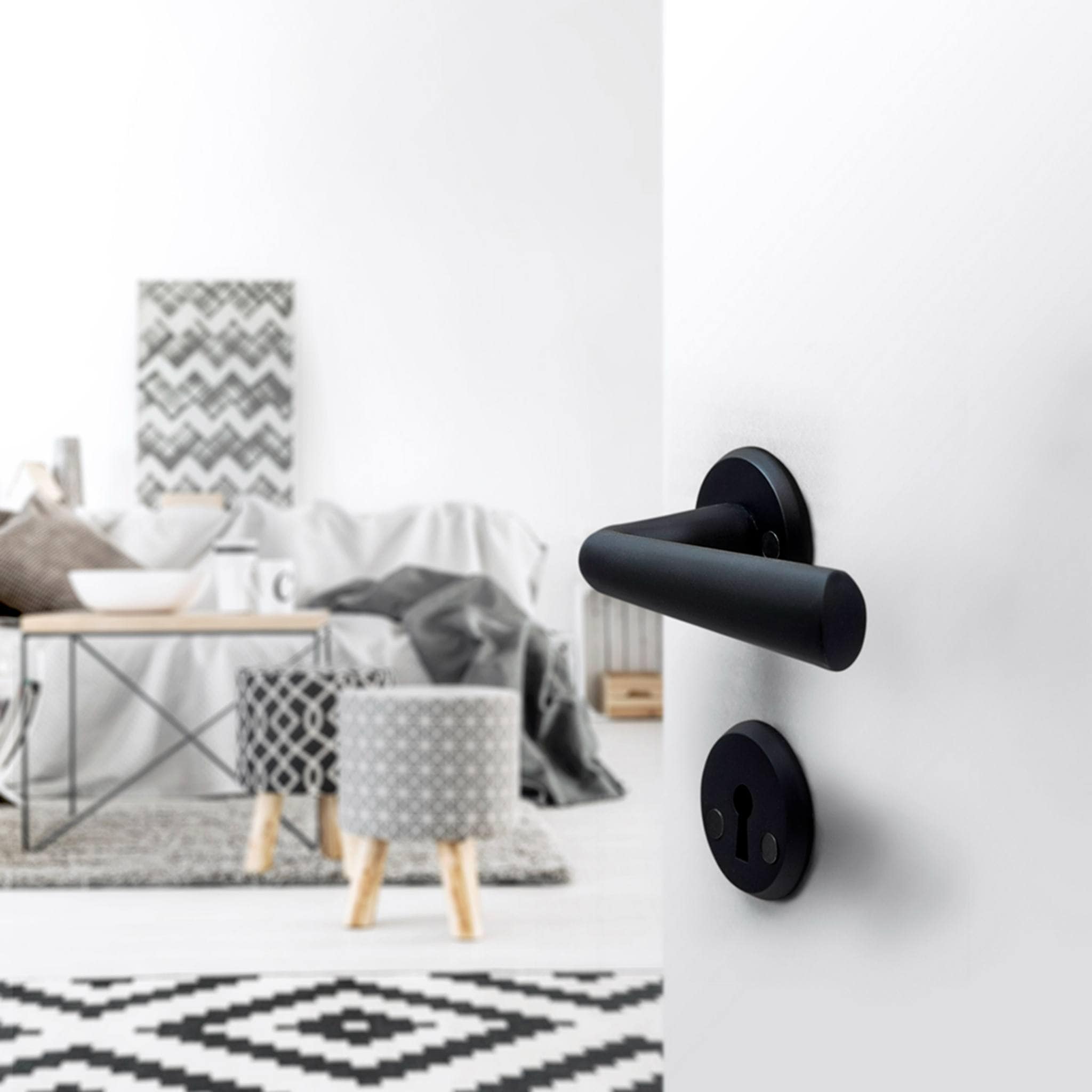 Seattle | Dørhåndtag i Mat Sort inkl nøgleskilte L 120 mm (C/C 30 mm) Habo HB-17709 FINICC