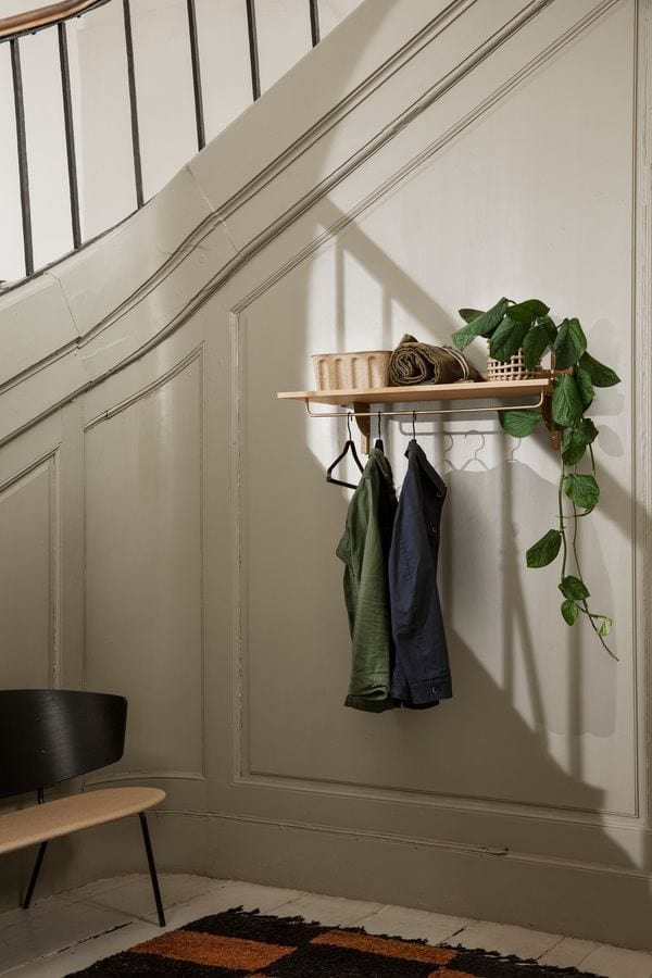 Sector Rack Shelf - Oak/Brass