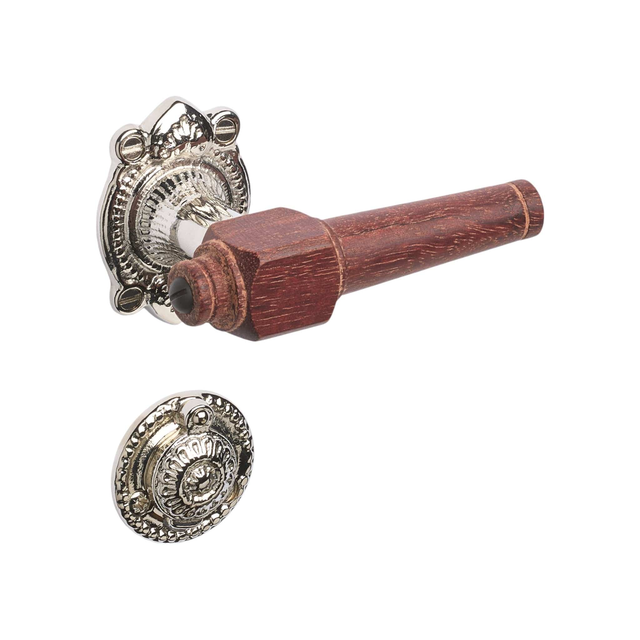 Svanemølle | Dörrhandtag i Mahogny / Nickel - 1670/1671 rosetter och nyckelskyltar