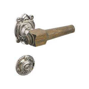 Svanemølle | Dörrhandtag i Rökt Ek / Nickel - 1670/1671 rosetter och nyckelskyltar