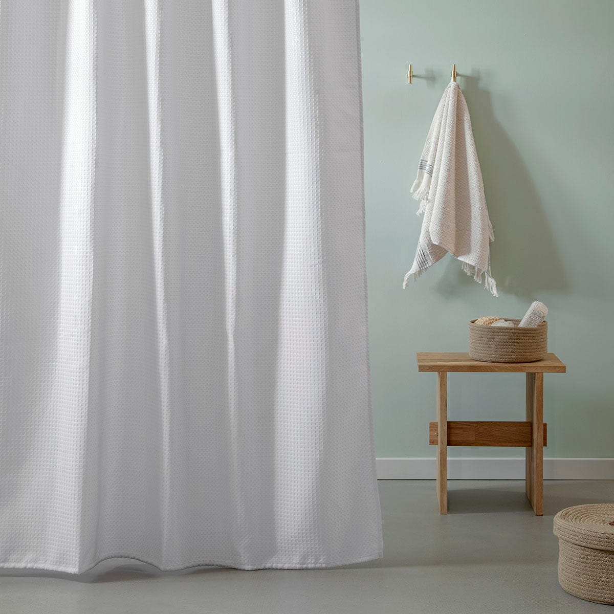 Waffle | Badeforhæng i Hvid L 180 cm x H 200 cm MOUD Home MH-211087 FINICC