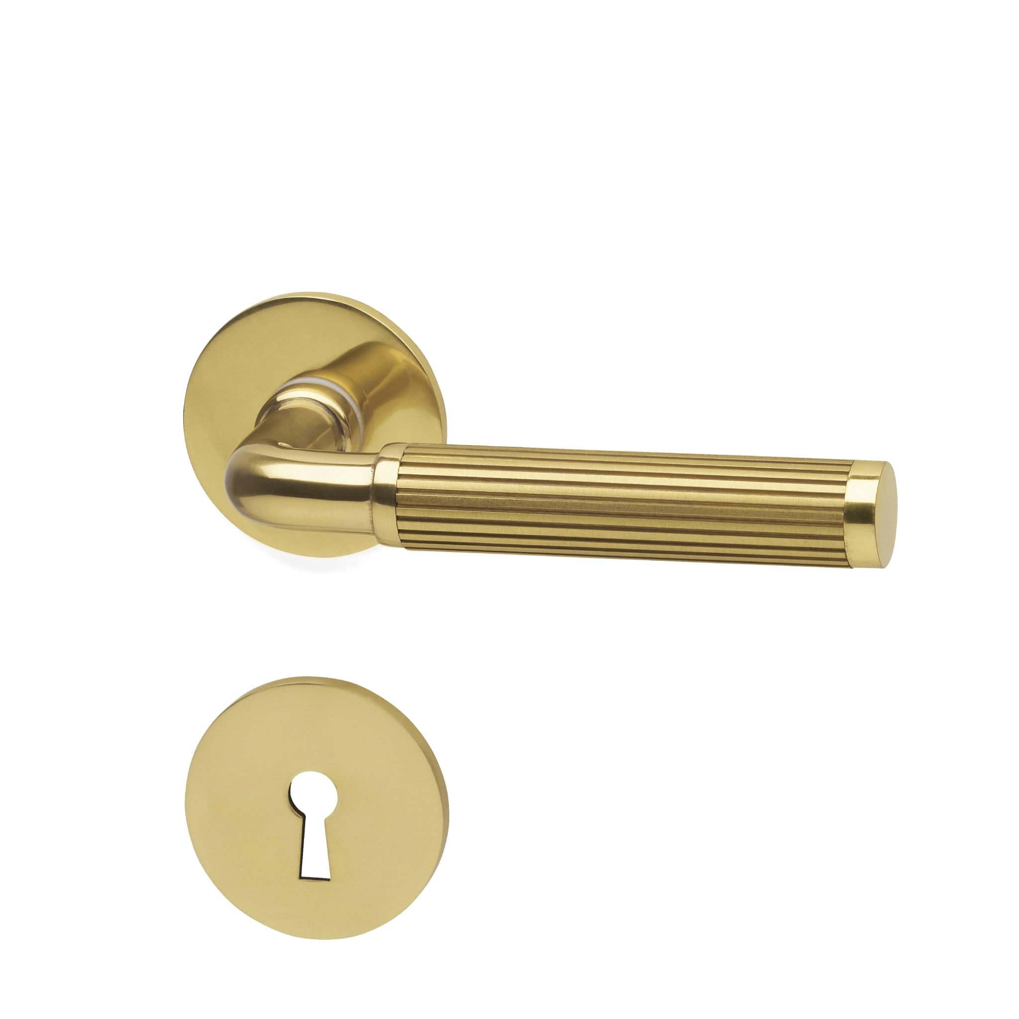 Wimbledon | Dørhåndtag i Blank Messing med Lak inkl nøgleskilte L 123 mm (C/C 30 mm) Habo HB-18016 FINICC